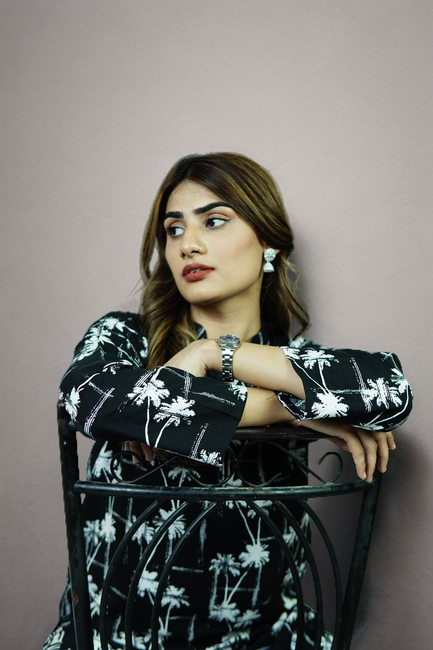 Noir Palm — Printed Linen 2-Piece Set