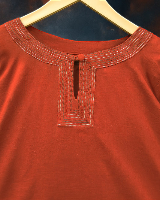 Terracotta Threadline | 2-Piece Stitched Summer Cotton Set