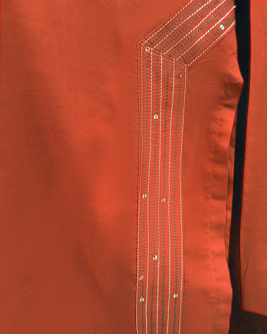 Terracotta Threadline | 2-Piece Stitched Summer Cotton Set