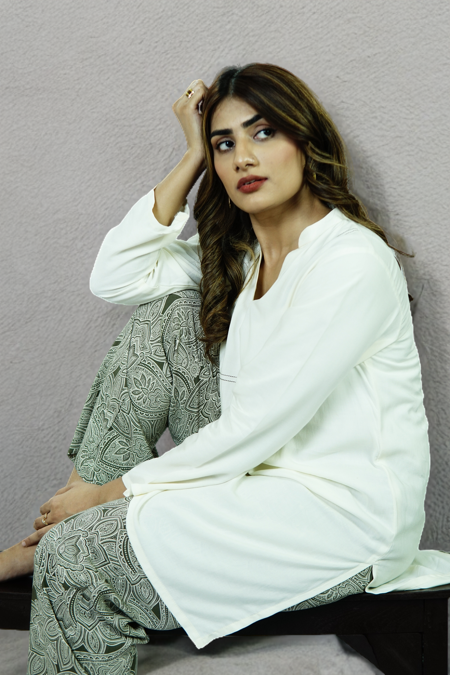 Olive Bloom — Printed Linen 2-Piece Set