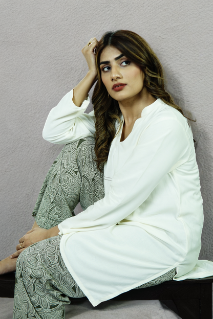 Olive Bloom — Printed Linen 2-Piece Set